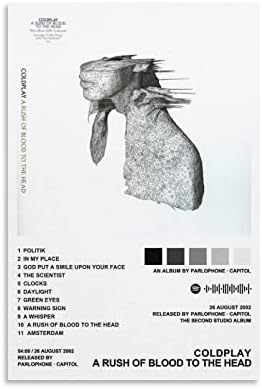 Coldplay – Egy Vér áramlik A Fejét, Vászon Plakátok Wall Art Hálószoba, Iroda Szoba Dekoráció Ajándék Unframe-style12x18inch(30x45cm)