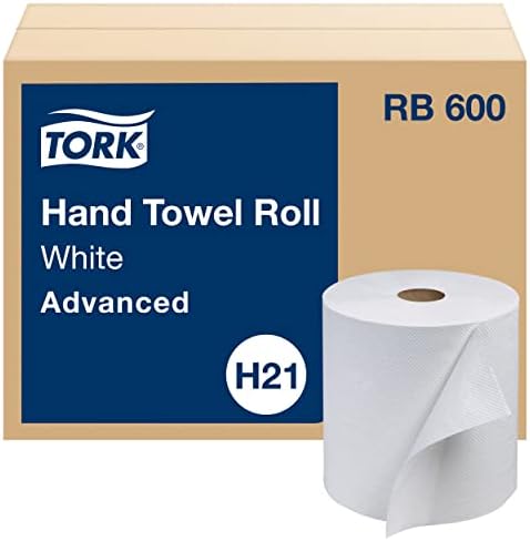 Tork Papír kéztörlő Roll Fehér H21, Haladó, - ban Újrahasznosított Rostot, 12 tekercs x 600 ft, RB600