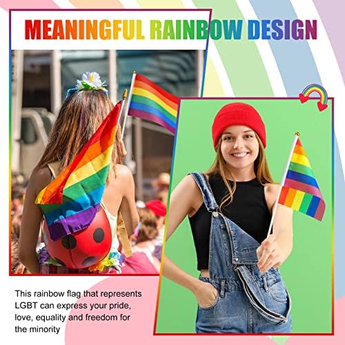 600 Pack Szivárvány Pride Flag Kis Mini Kézi LMBT Bot, Zászló Sármány Haladás Zászlók a Botok Büszkeség Hónap Meleg Cucc