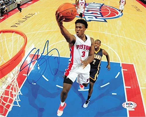 Stanley Johnson aláírt 8x10 fotó PSA/DNS-Detroit Pistons Aláírt - Dedikált NBA-Fotók