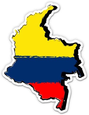 Kolumbia Ország Alakú Kolumbiai Zászló - 3 Vinyl Matrica - Autós Laptop Víz Üveg Telefon - Vízálló Matrica