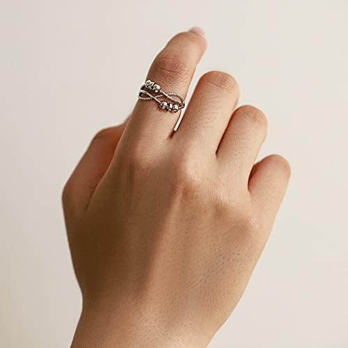 Coxiva Fidget Gyűrűk Szorongás Zenekar Gyöngy Ezüst Forgó Tárcsa Gyűrű Három Átlapolt Minták Dekompressziós Gyöngyfűzés Fordult