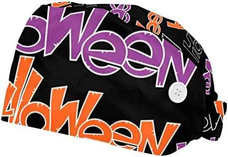 2 Db Működő Kap a Gombot Női Unisex Bozót Caps Halloween Levelet Állítható Szalag Nyakkendő, Kalap Bouffant Sapkák
