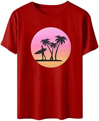 Hawaii Beach Pólók Női Pálmafa Szörfözés T-Shirt Rövid Ujjú Sleeve Tee Maximum Ünnepi Alkalmi Tunika Felső Nyaralás