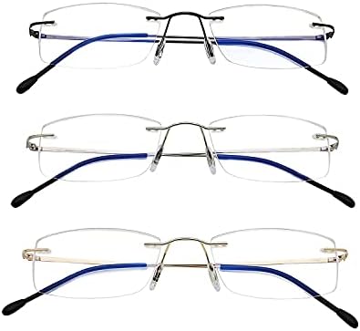 3 Csomag Keret Nélküli Olvasók Kék Fény Bizonyíték Olvasó Szemüveg Nők, Férfiak, Tükröződésmentes Szűrő Könnyű Szemüveg