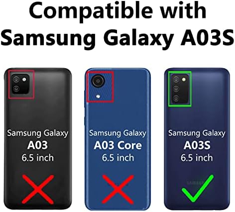 SKTGSLAMY Samsung Galaxy A03S Esetben Galaxy A03S Esetben képernyővédő fólia,[Katonai] 16ft. Csepp Vizsgált Fedél Mágneses