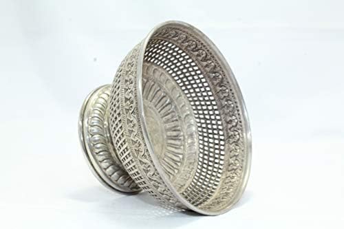 Rajasthan Drágaköveket, Kézzel Készített Tálat 925 Sterling Ezüst Hagyományos Kézzel Vésett Jhali Filigrán Munka