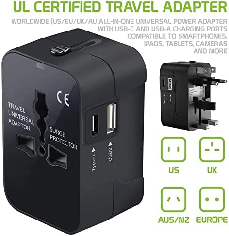 Utazási USB Plus Nemzetközi Adapter Kompatibilis Oppo R9s a Világszerte Teljesítmény, 3 USB-Eszközök c típus, USB-A Közötti