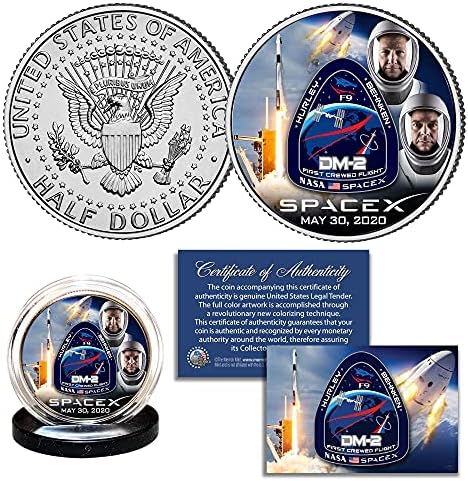 Merrick Menta Tér X Űrhajósok Falcon 9-es Rakéta Könyv Első csapat JFK Kennedy Fél Dolláros Érme