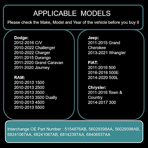 Masoll 4 Csomag TPMS-Érzékelővel Kompatibilis a Chrysler Dodge Jeep Fiat Ram, 433MHz Helyettesíti 56029398AB, 56029398AA,