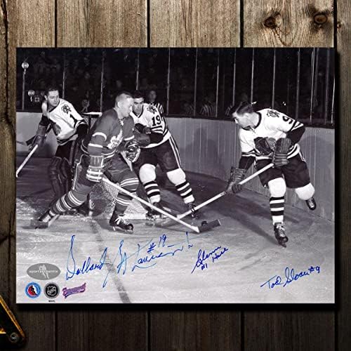 Glenn Hall Dollard St. Laurent Tod Sloan Chicago Blackhawks Tripla Dedikált 8x10 Fotó - Dedikált NHL-Fotók