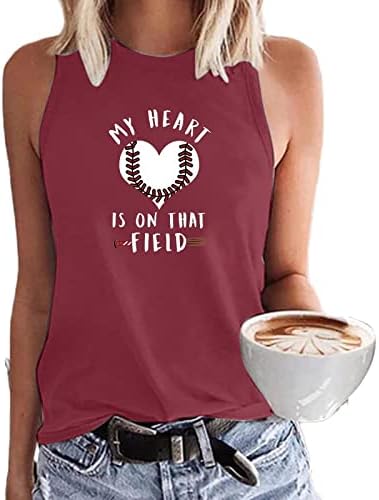 A Szívem A Pályán Pólók Női Tank Maximum Vicces, Aranyos Baseball Nyomtatott Nyári Ujjatlan Cami Ing Tartályok