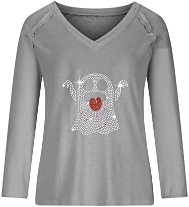 Női ok-Okozati T-Shirt Strassz borospohár Nyomtatás V-Nyakú Hosszú Ujjú Őszi Napi Póló Pulóver, Blúz, Maximum