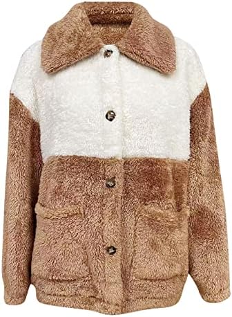 Női Kabát Alkalmi Hajtóka Gyapjú Fuzzy Ál Shearling Gombot Meleg Téli Kabát Alkalmi Eső Kabát Női Khaki
