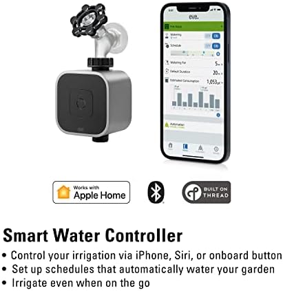 Éva Aqua – Okos víz adatkezelő az Apple Haza app, vagy Siri, öntözni automatikusan menetrend, Bluetooth/Szál, HomeKit & Gardena