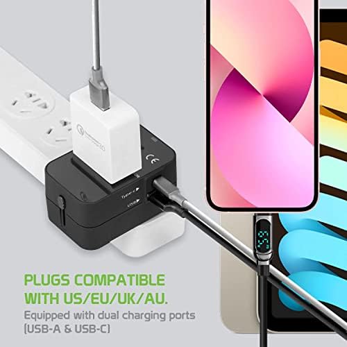 Utazási USB Plus Nemzetközi Adapter Kompatibilis Motorola Moto E3 Világszerte Teljesítmény, 3 USB-Eszközök c típus, USB-A