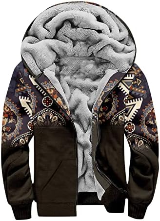 Kabátok Férfi,Sűrűsödik Sherpa Fleece Bélelt Meleg Téli Kabát,Vintage Grafikus Lágyhéjúteknős Steppelt Felsőruházat, Motorháztető