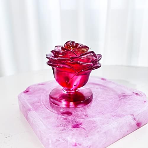 H&D TÜKÖRSIMA & DÓRA Kristály Piros Rózsa Virág Szobor, Art Glass Máz Gyűjthető Figura, Hölgy Kegyeit