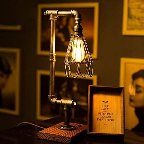YUANFLQ Klasszikus Antik Vas Loft Edison Ipari Retro Személyiség vízvezetékek Kávé Kreatív Asztal asztali Lámpa Bár, Kávézó