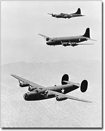 A B-17, C-54 & B-24-es Bombázó második VILÁGHÁBORÚ 8x10 Ezüst-Halogenid-Fotó Nyomtatás