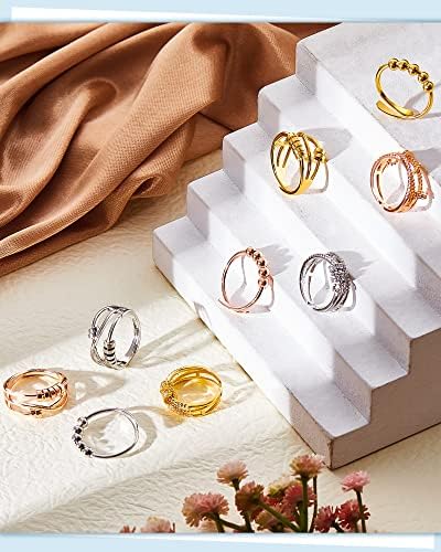 9 Db Fidget Gyűrű Szorongás Gyűrű a Nők, a Férfiak, a Stressz Enyhítésére Spinner Állítható Gyűrű Tini Lányok Anti Szorongás