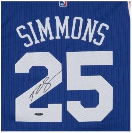 Ben Simmons Dedikált Philadelphia 76ers Kék Eredeti Nike Jersey - Felső szint - Dedikált NBA Mezek