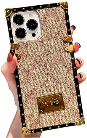 ZWEEJD Tervező Tér Luxus iPhone 13 Pro Max Esetben a Lányok, Nők, Aranyos Esztétikai Klasszikus Minta Bőr hátlap Puha Keret