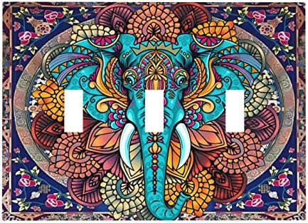 Bohém Elefánt Mandala 3 Banda Hármas Kapcsoló Kapcsoló Falon Takarólemezt Dekoratív Elektromos Előlap A Rusztikus Pajta Ajtó